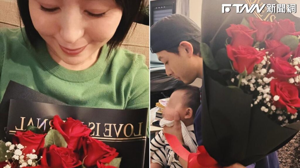 劉品言白色情人節收驚喜！連晨翔抱女兒、捧花迎接　甜喊：謝謝不用說出口的支持
